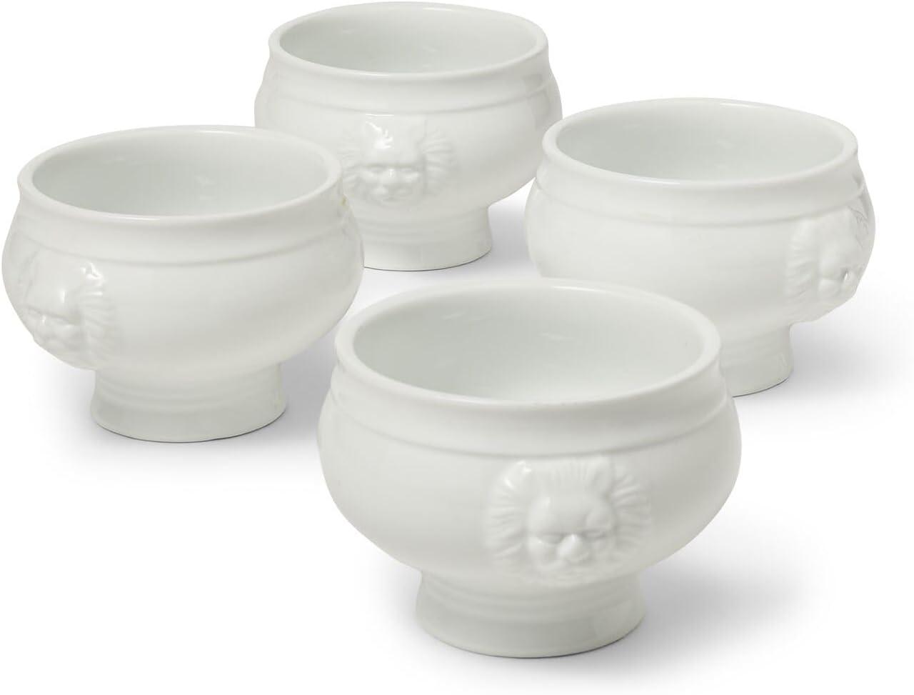 imageSur La Table White Porcelain Lions Head Soup Bowls Set of 4 Elegant 14 oz Serving Dishes for Stew amp Hot Meals Classic Dinnerware
