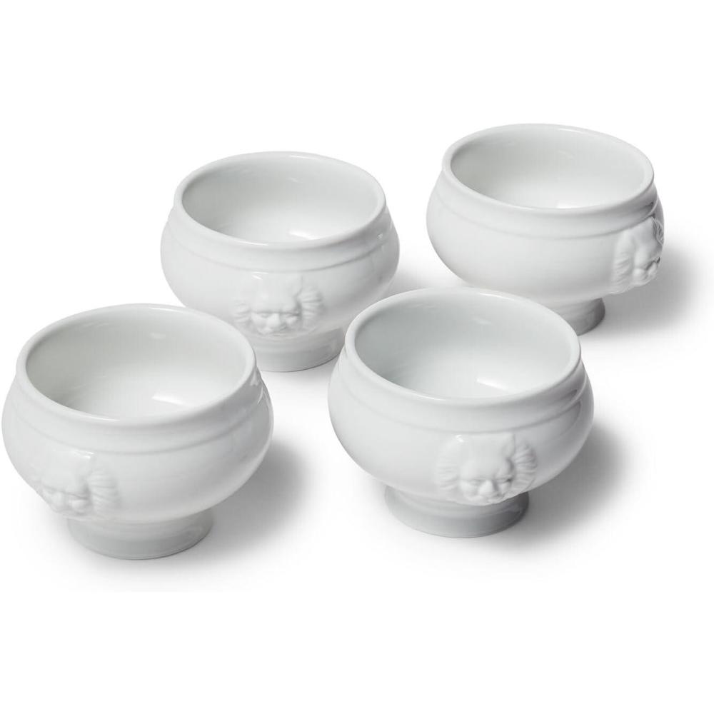 imageSur La Table White Porcelain Lions Head Soup Bowls Set of 4 Elegant 14 oz Serving Dishes for Stew amp Hot Meals Classic Dinnerware