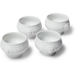 Sur La Table White Porcelain Lion’s Head Soup Bowls – Set of 4 Elegant 14 oz Serving Dishes for Stew & Hot Meals – Classic Dinnerware