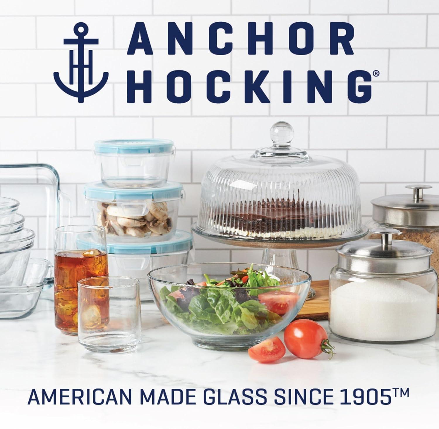 imageAnchor Hocking Batter Bowl 2 Quart Glass Mixing Bowl with Red LidClear