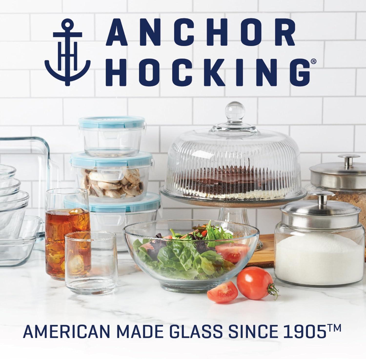 imageAnchor Hocking Batter Bowl 2 Quart Glass Mixing Bowl with Red LidRed Lid