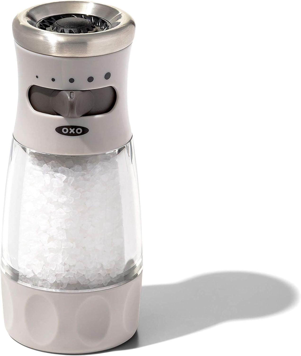 imageOXO Good Grips Contoured MessFree Pepper Grinder Adjustable Ceramic Grinder with Five Settings Black Pepper Mill for Home and Kitchen Spice Tool and Kitchen GadgetGray