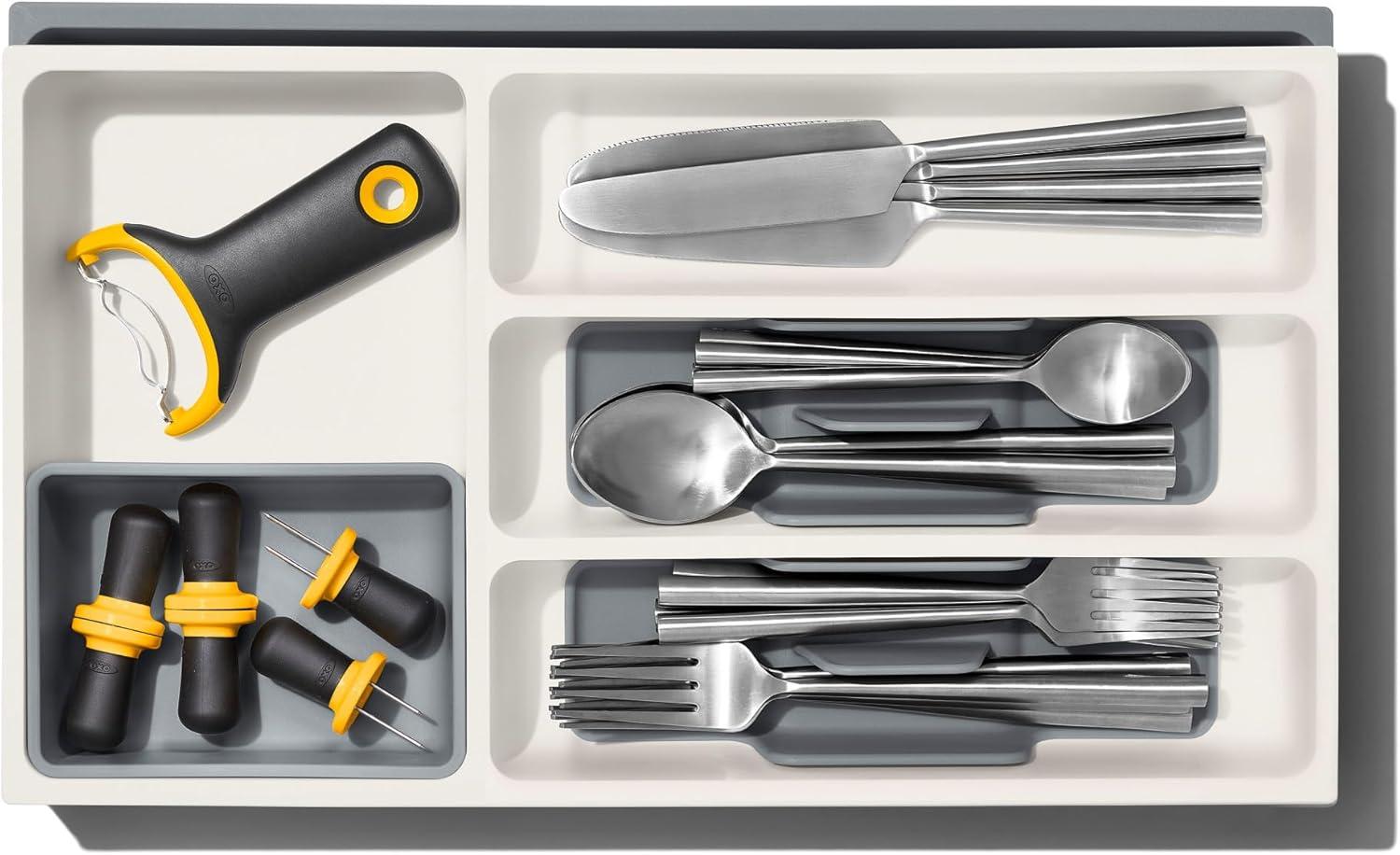 imageOXO Good Grips Drawer Large Expandable Kitchen Tool Organizer WhiteExpandable Pack of 1