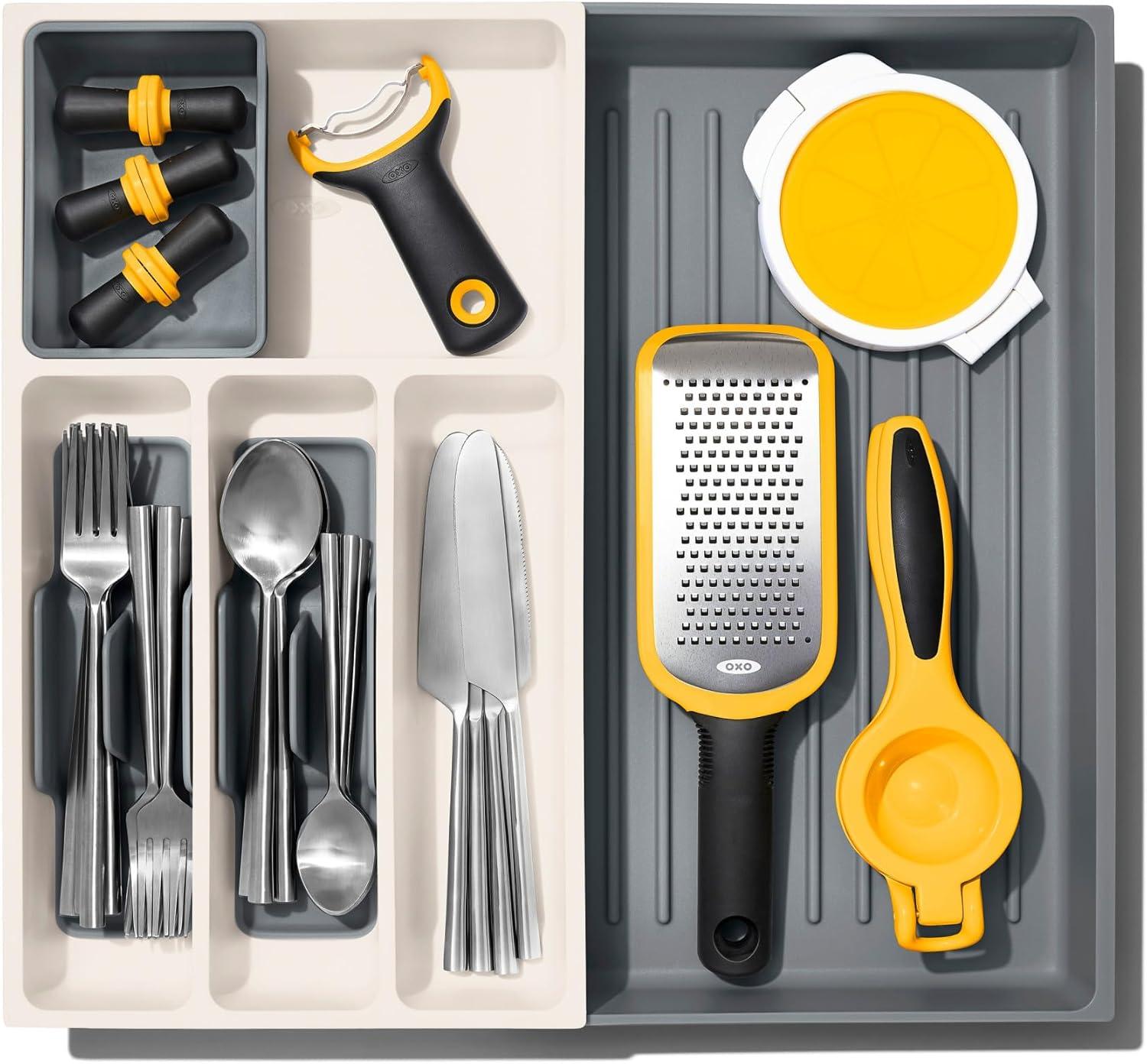 imageOXO Good Grips Drawer Large Expandable Kitchen Tool Organizer WhiteExpandable Pack of 1