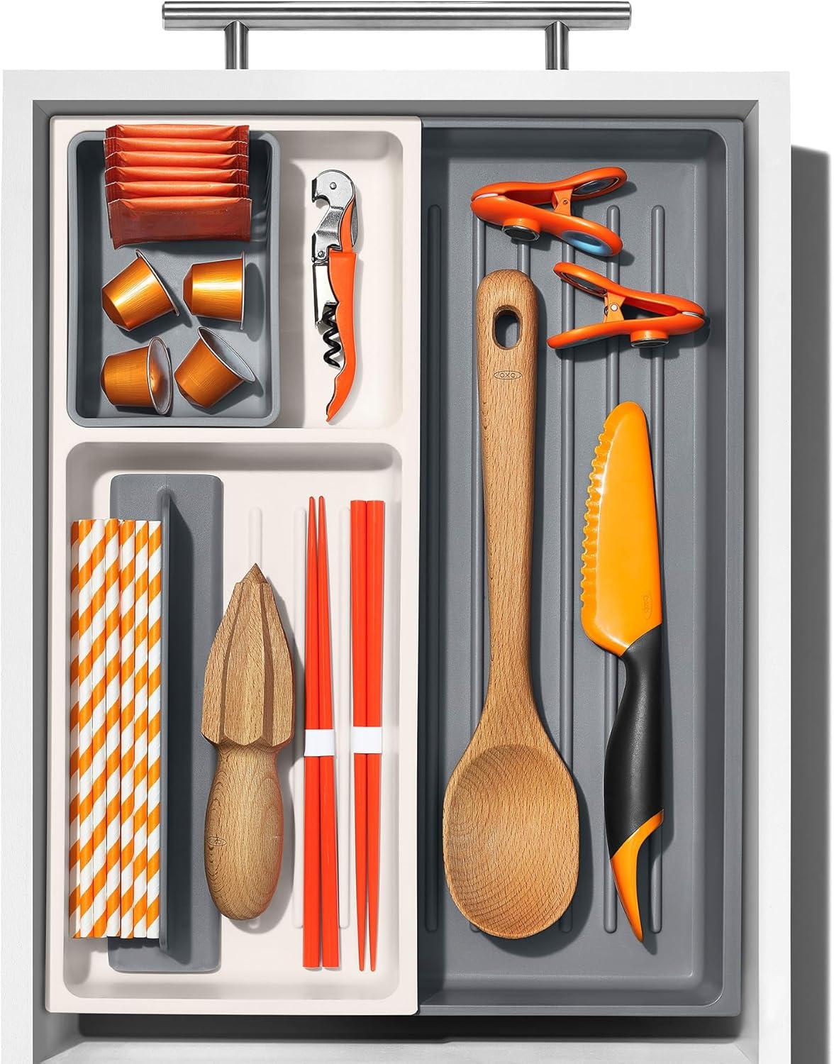 imageOXO Good Grips Drawer Large Expandable Kitchen Tool Organizer WhiteExpandable Pack of 1
