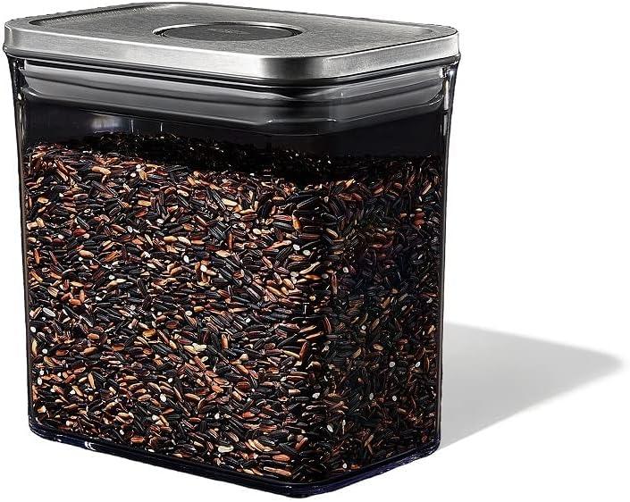 imageOXO Steel POP Container Big Medium Square 44 Qt for Flour Sugar and MoreGrey17 QT16 L