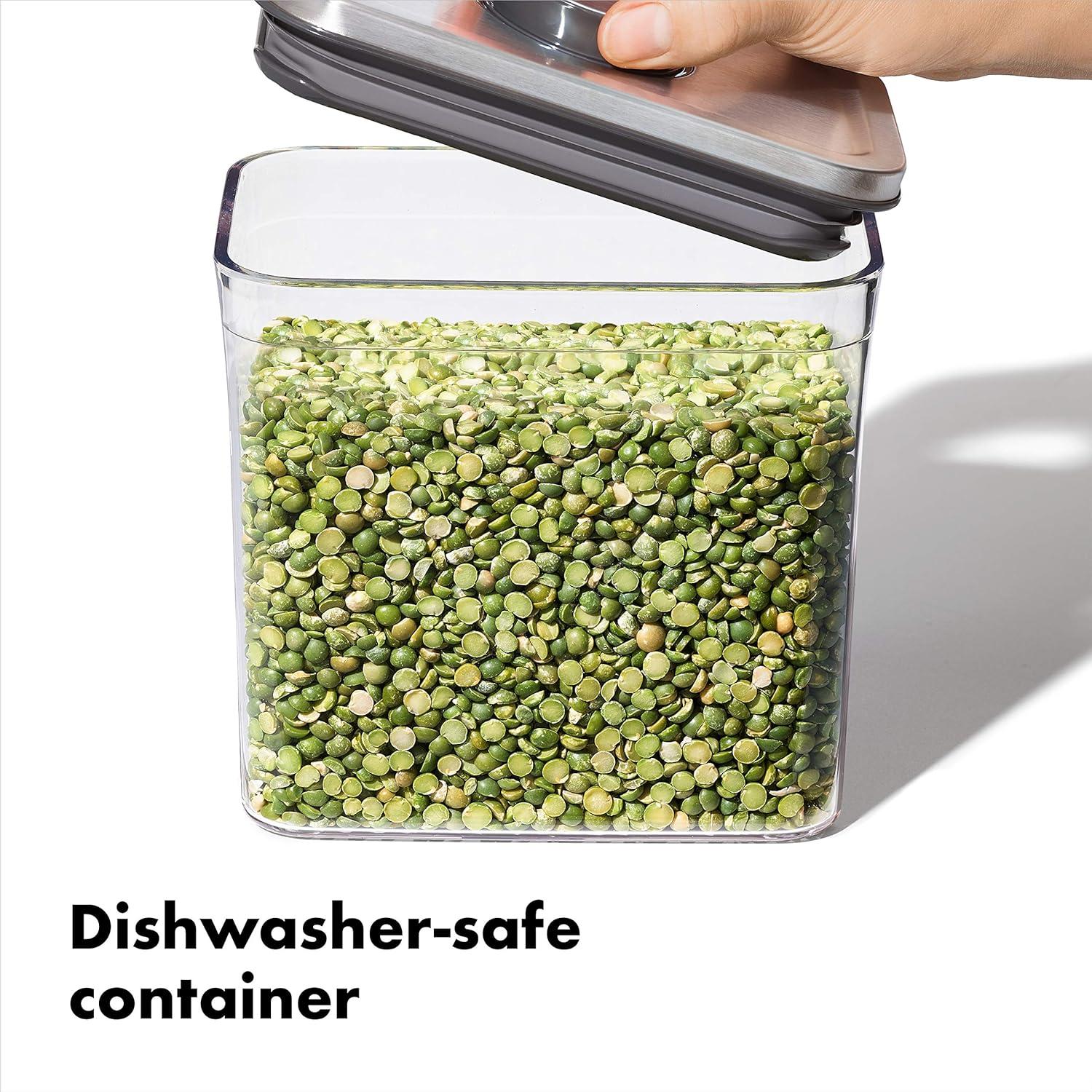 imageOXO Steel POP Container Big Medium Square 44 Qt for Flour Sugar and MoreGrey17 QT16 L
