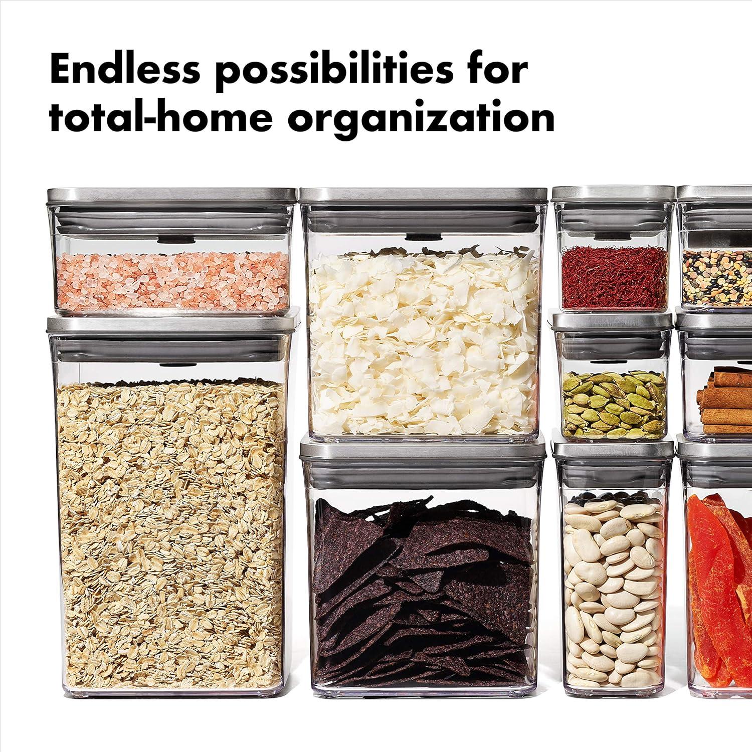 imageOXO Steel POP Container Big Medium Square 44 Qt for Flour Sugar and MoreGrey17 QT16 L