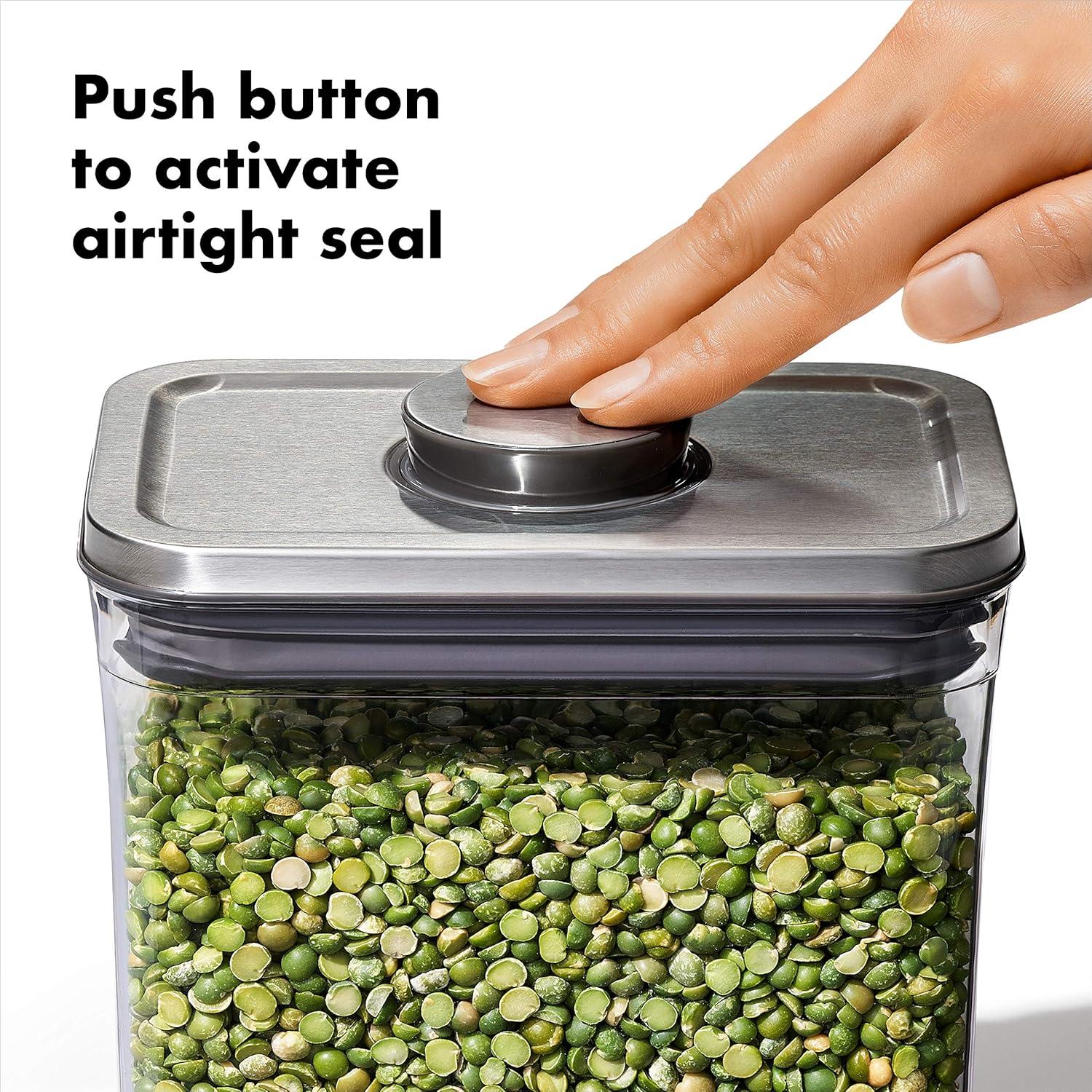 imageOXO Steel POP Container Big Medium Square 44 Qt for Flour Sugar and MoreGrey17 QT16 L