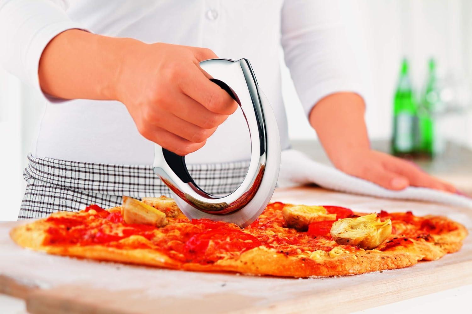 imageRsle 12718 Stainless Steel RoundHandle Pizza Cutter Wheel with Thumb Leverage 79 inWheel