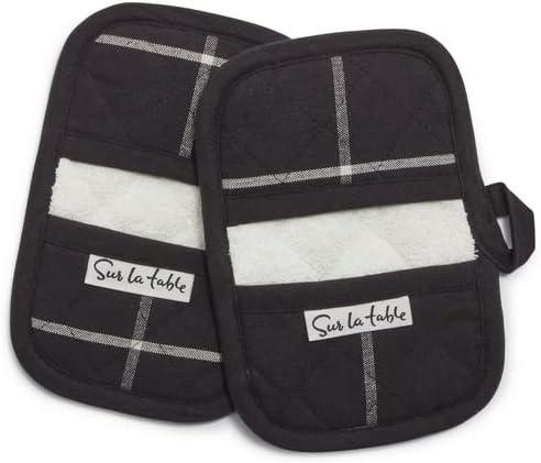 imageSur La Table Windowpane Mini Mitts Set of 2 Black