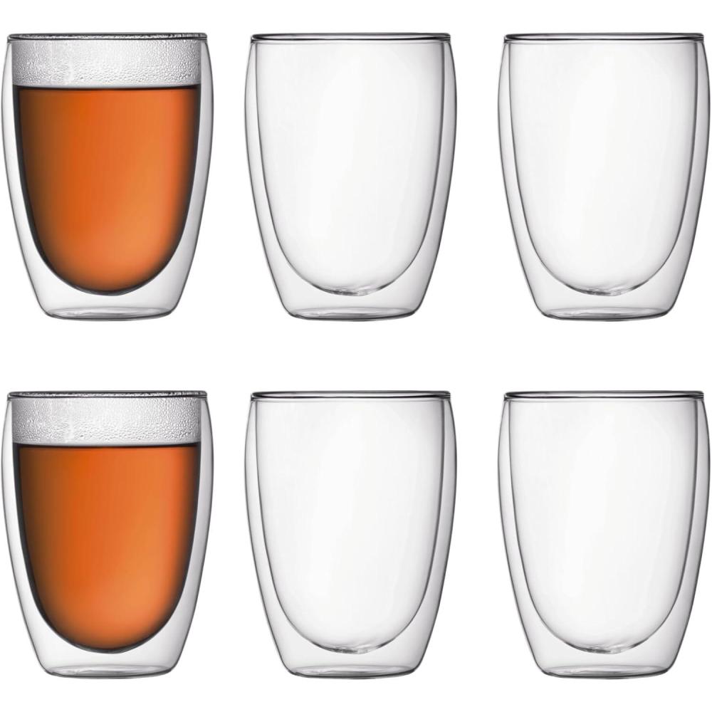 imageBodum 8oz Pavina Double Wall Glasses High Heat Borosilicate Glass Set of 2 ClearSet of 6