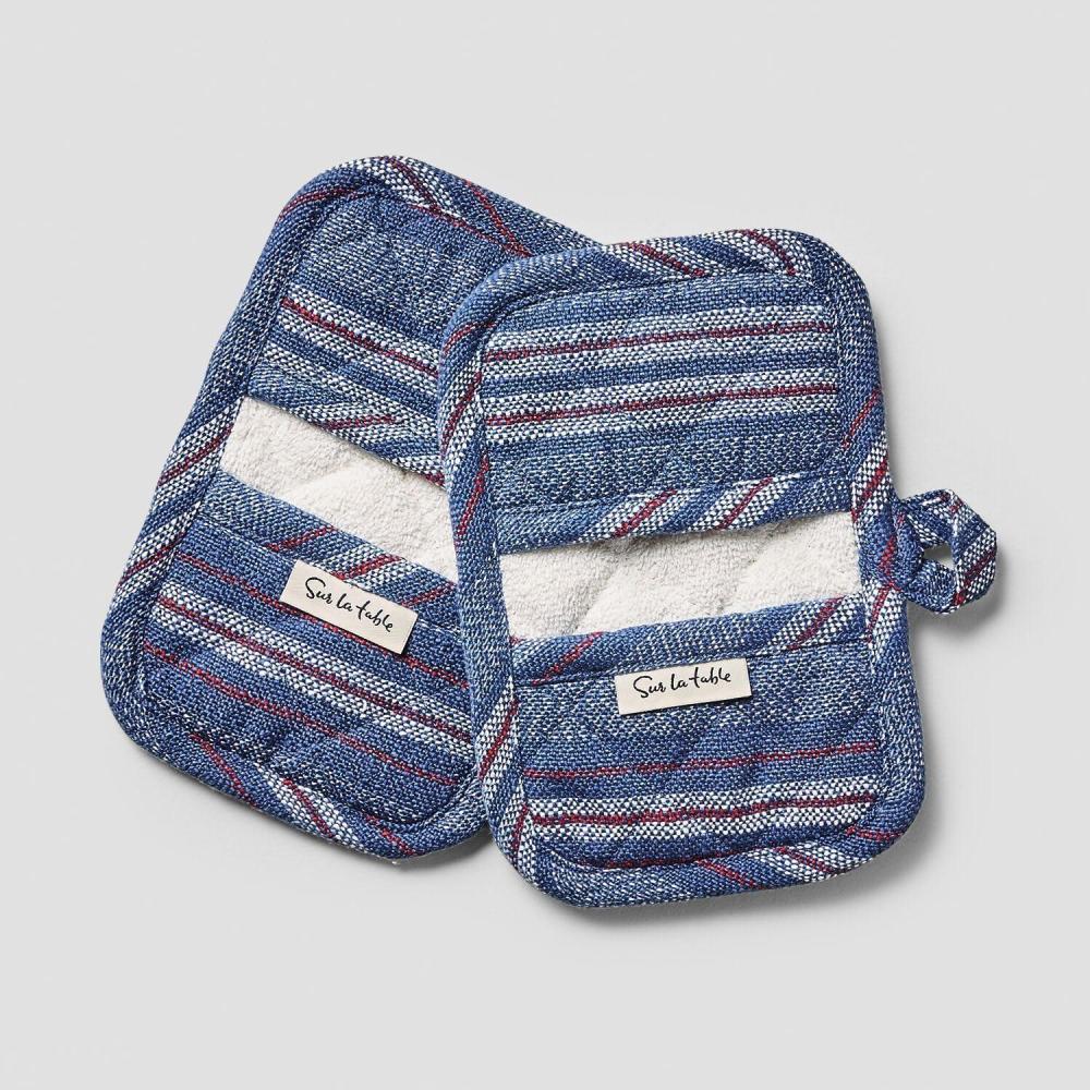 imageSur La Table Blue Stripe Mini Mitts Set of 2