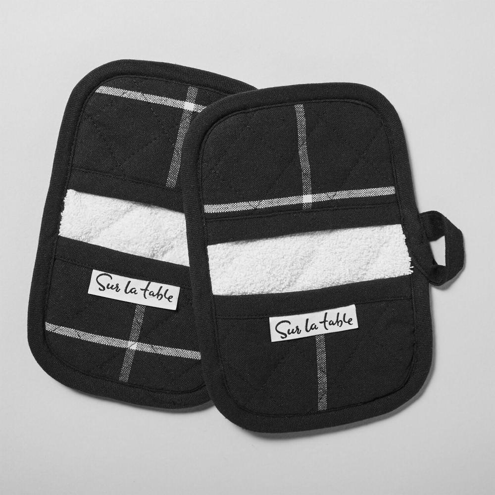 imageSur La Table Windowpane Mini Mitts Set of 2 Black