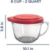 Anchor Hocking Batter Bowl, 2 Quart Glass Mixing Bowl with Red Lid(Red Lid)
