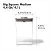 OXO Steel POP Container Big Medium Square – 4.4 Qt for Flour, Sugar and More,Grey(4.4 QT/4.2 L)