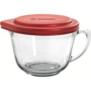 Anchor Hocking Batter Bowl, 2 Quart Glass Mixing Bowl with Red Lid(Red Lid)