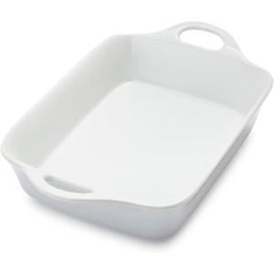 Sur La Table 1 Qt Porcelain Baking Dish – Rectangular Casserole Baker for Pasta, Roasted Veggies & Desserts, Classic White Glaze, Oven to Table, Nesting Bakeware, Dishwasher
