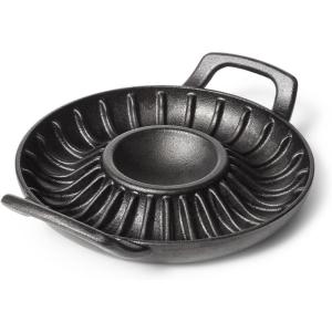 Sur La Table Cast Iron Shrimp Pan – 10″ Grill & Serve Skillet with Handles and Center Sauce Well – Durable Cookware for Seafood & Dipping Sauces