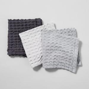Sur La Table Washed Waffle Dishcloths, Set of 3, Gray(Gray)