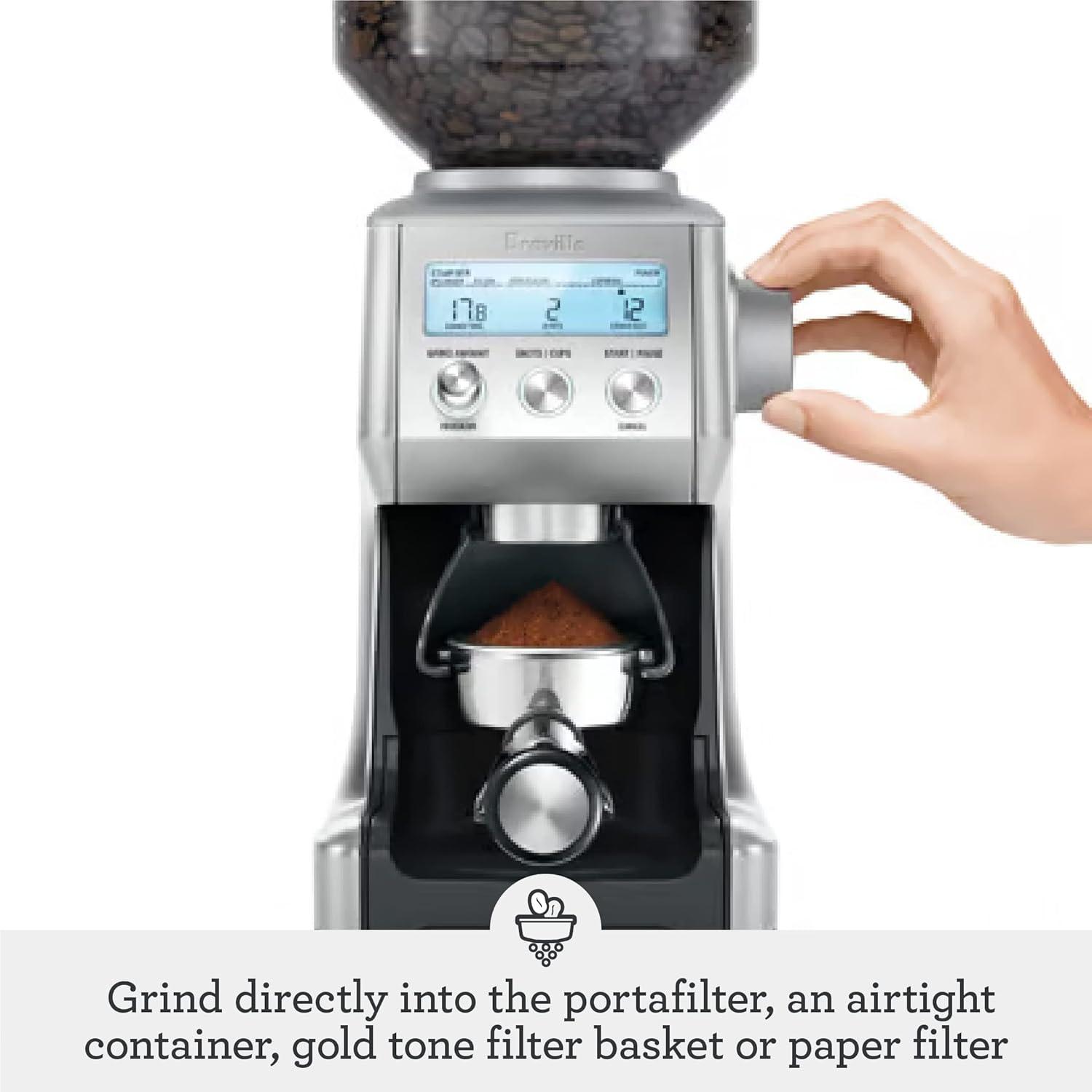 imageBreville BCG820DBL Smart Grinder Pro for Coffee and Espresso Damson BlueBrushed Stainless Steel