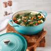 Sur La Table 7-Qt Enameled Cast Iron Dutch Oven – With Lid for Braising, Baking & Deep Frying, Induction Compatible, Oven to 500°F, Seals in Moisture for Flavorful Results, Blue(Light Blue)