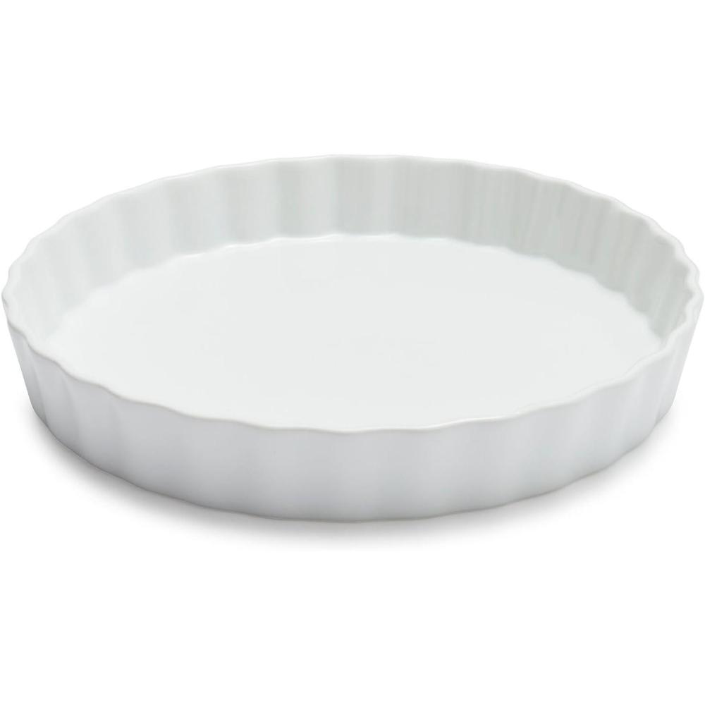 imageSur La Table Porcelain Quiche amp Tart Dish 98 Round Baking Dish with 406 oz Capacity NonPorous amp ChipResistant Oven Freezer amp Microwave Elegant Table Serveware