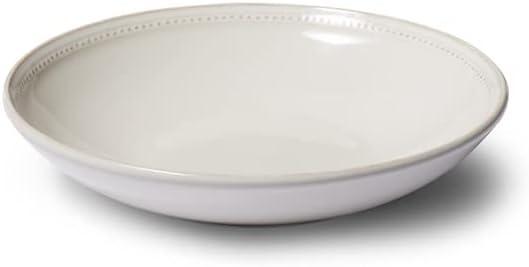 imageSur La Table Pearl Pasta Bowl White Raised Dot Border Stoneware Bowl for Pasta Salads and Grain Dishes
