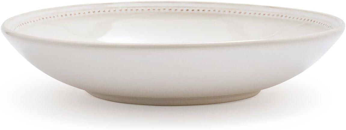 imageSur La Table Pearl Pasta Bowl White Raised Dot Border Stoneware Bowl for Pasta Salads and Grain Dishes