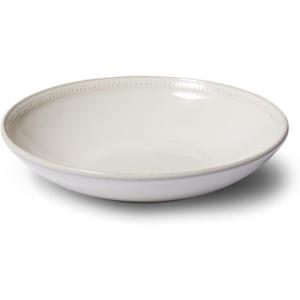 Sur La Table Pearl Pasta Bowl, White, Raised Dot Border Stoneware Bowl for Pasta, Salads and Grain Dishes