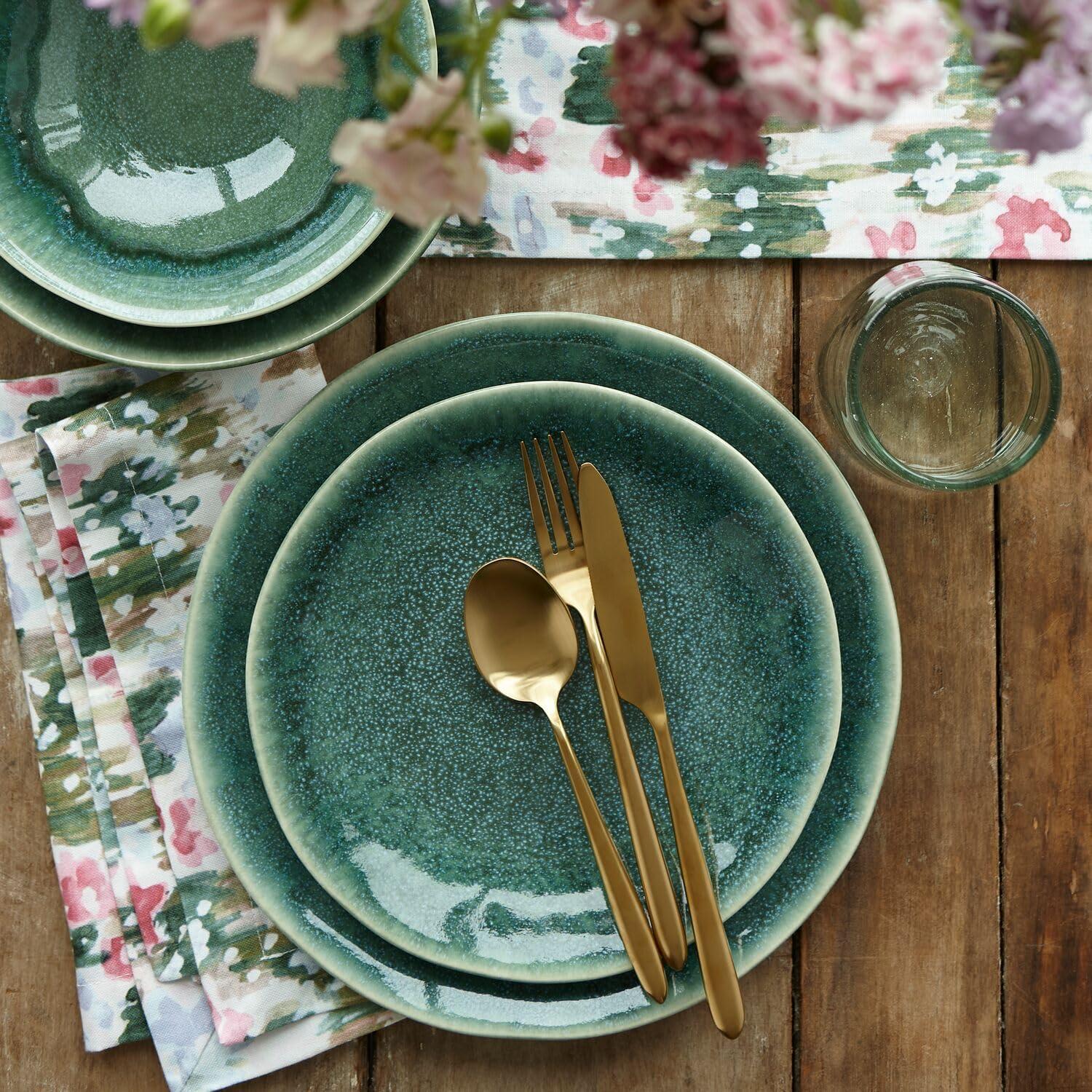imageSur La Table Cloud Dinner Plate Emerald Green Handcrafted Stoneware with Organic CloudForm Edge for Everyday Dining