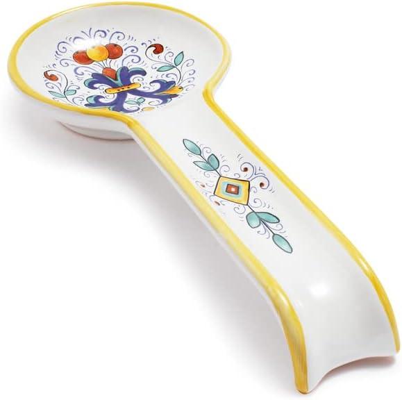 imageSur La Table Nova Deruta Handcrafted Earthenware Spoon Rest 11 in HandPainted Italian Ceramic Countertop Utensil Rest with RenaissanceInspired Design 11 in