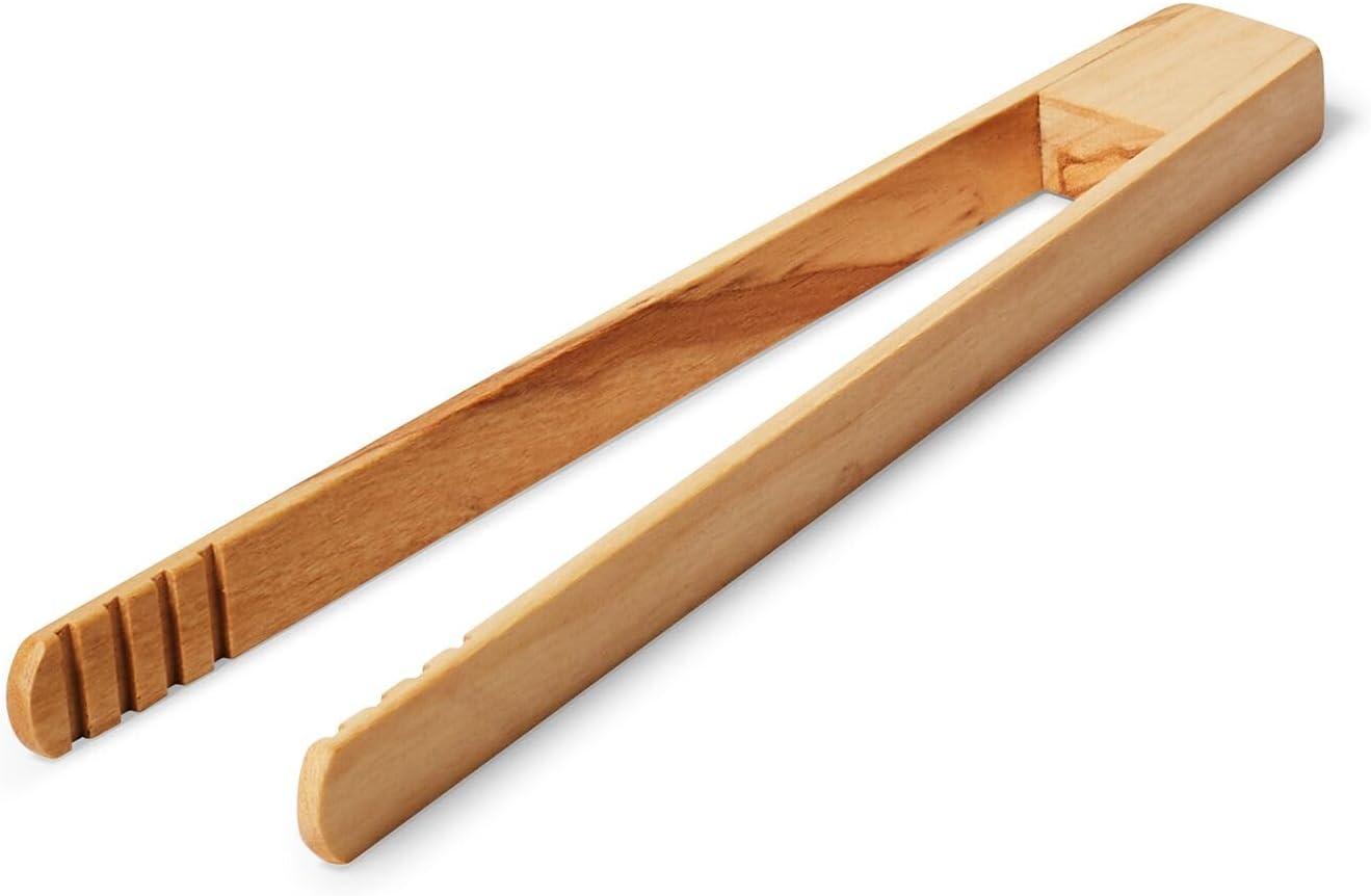imageSur La Table Olivewood Tongs Handcrafted Italian Olivewood Salad and Serving Tongs for Gentle Food Handling
