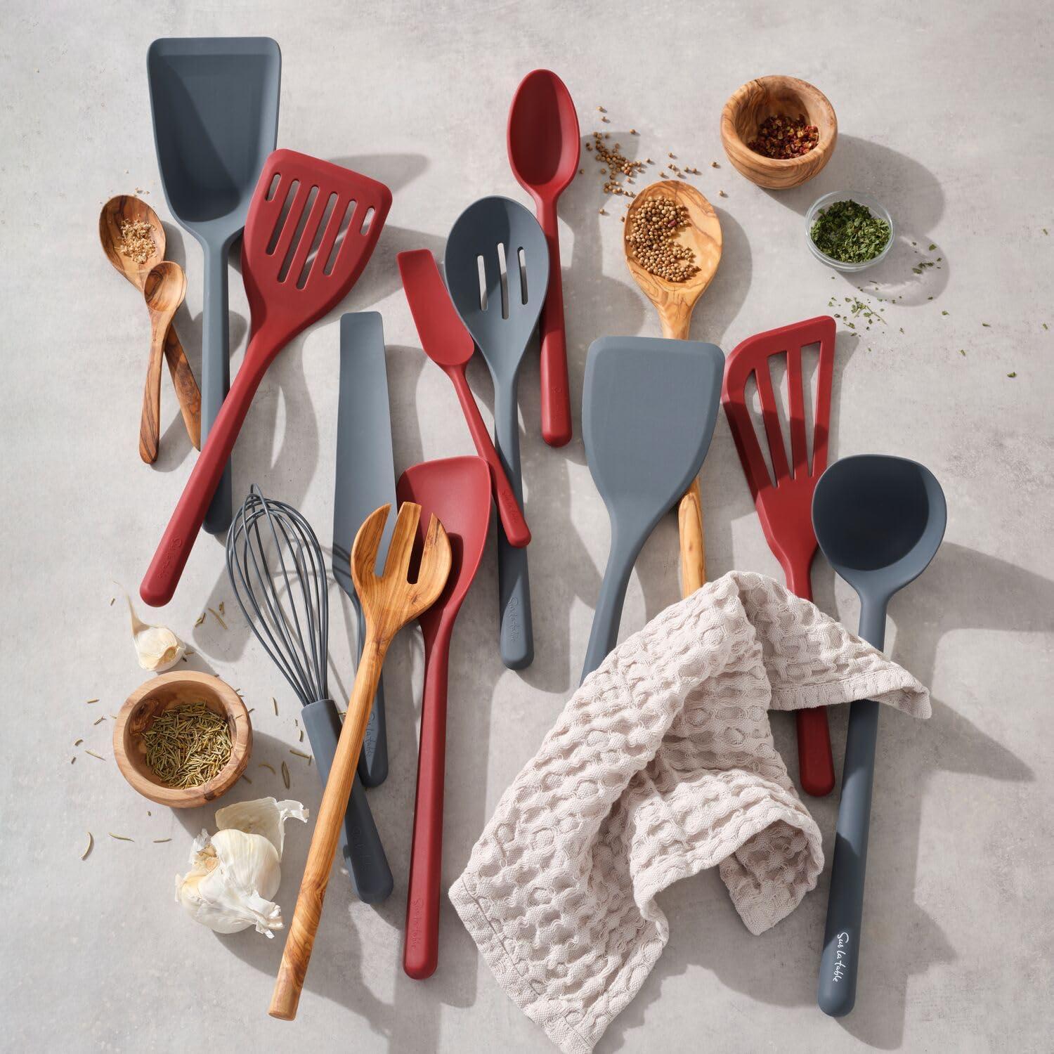 imageSur La Table Silicone Saut Spoon Gray HeatResistant Silicone Spoon for Stirring Folding and Serving in Nonstick CookwareGray