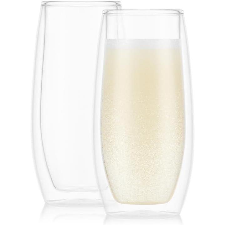 imageBodum Skal Chardonnay Glass Double Wall HighHeat Borosilicate Glass Set of 2Clear