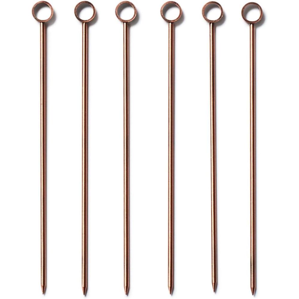 imageSur La Table Antique Copper Cocktail Picks Set of 6 Reusable Antique CopperFinish Garnish Picks for Cocktails and Appetizer Plates Set of 6