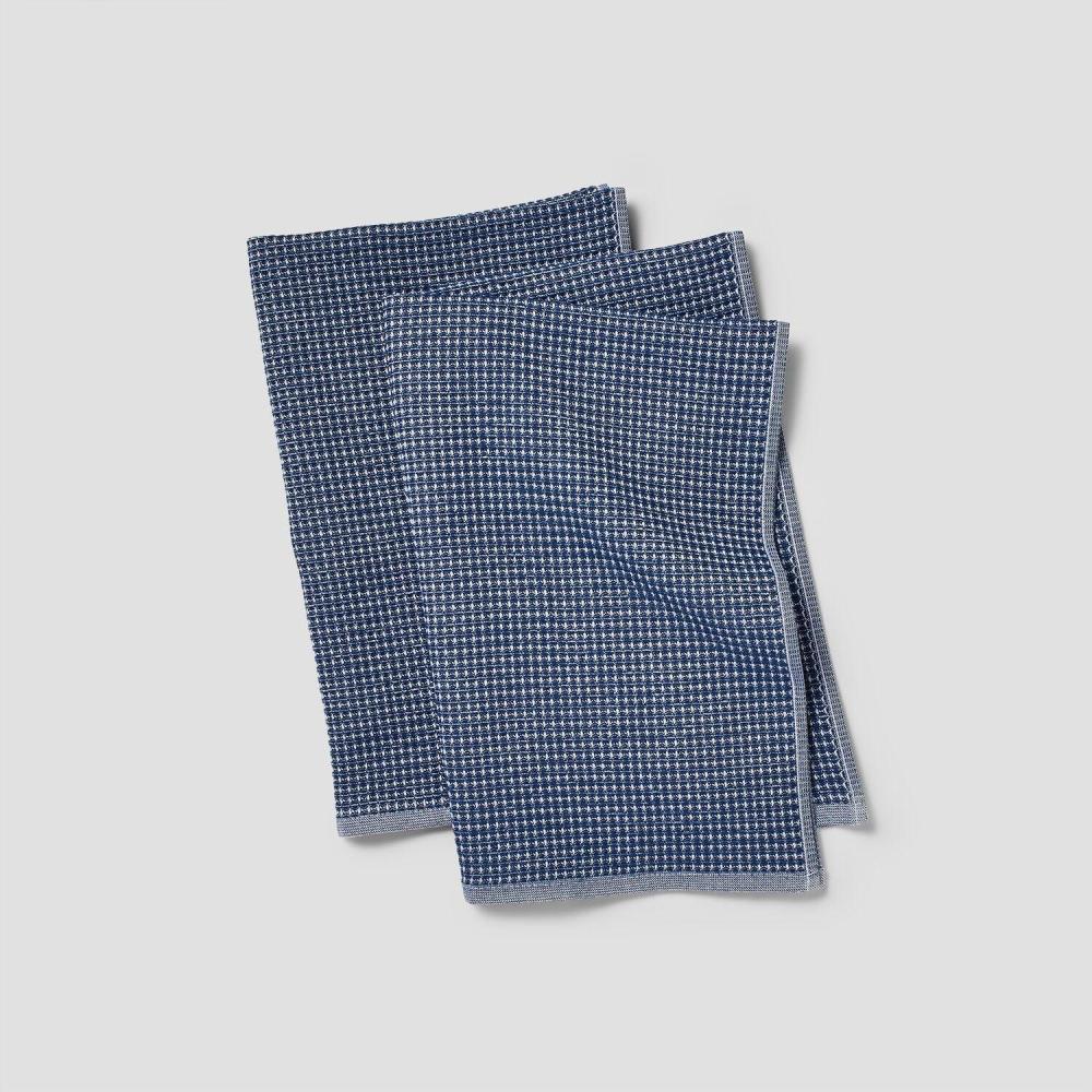 imageSur La Table Essential WaffleWeave Towels Navy Set of 2 PreWashed Cotton Towels with Elevated Texture for Fast Efficient Drying Set of 2
