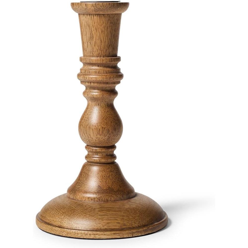 imageSur La Table Mango Wood Taper Candle Holders Brown