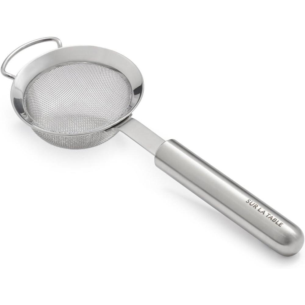 imageSur La Table Stainless Steel Sieve 3 Fine Mesh Strainer with Weighted Ergonomic Handle 188 NonCorrosive Metal for Sifting Rinsing amp Straining