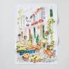 Sur La Table Italian Vialetto Kitchen Towel, Illustrated Cotton with Italian Village and Vineyard Design