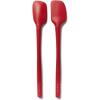 Sur La Table Flex-Core Mini Silicone Spatula and Spatula Spoon, Blue, Compact Flex-Core Tools with Stainless Steel Handles for Small Pans and Jars, Set of 2(Dark Red)