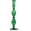 Sur La Table Glass Taper Candle Holder, Emerald Green, Elegant Emerald Glass Stem Holder for Standard Taper Candles, 10.5 in