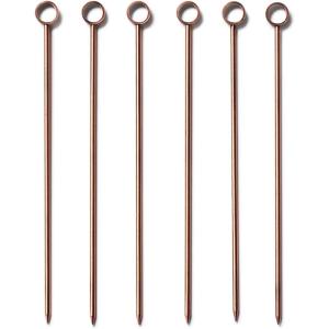 Sur La Table Antique Copper Cocktail Picks, Set of 6, Reusable Antique Copper-Finish Garnish Picks for Cocktails and Appetizer Plates, Set of 6