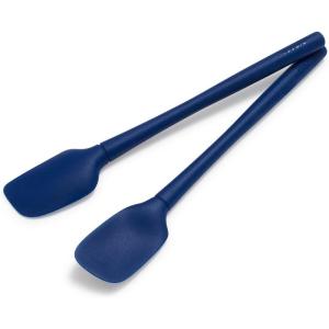 Sur La Table Flex-Core Mini Silicone Spatula and Spatula Spoon, Blue, Compact Flex-Core Tools with Stainless Steel Handles for Small Pans and Jars, Set of 2(Blue)