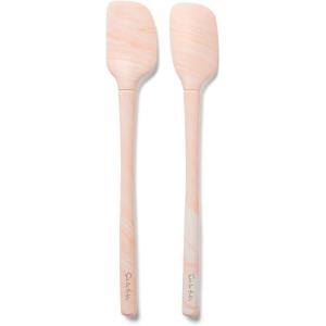 Sur La Table Flex-Core Mini Silicone Spatula and Spatula Spoon, Blue, Compact Flex-Core Tools with Stainless Steel Handles for Small Pans and Jars, Set of 2(Light Pink)