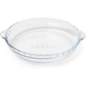 Sur La Table Glass Pie Dish, 9 in, Borosilicate See-Through Baking Vessel for Fruit, Custard and Savory Pies, 9 in