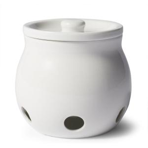 Sur La Table Porcelain Garlic Keeper, Vented White Lidded Jar for Keeping Fresh Garlic Ready on the Counter