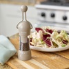 Sur La Table Ratchet Mill, Dark Red, Ceramic Stone Grinder for Pepper, Salt and Spices with Adjustable Coarseness(Warm Grey)