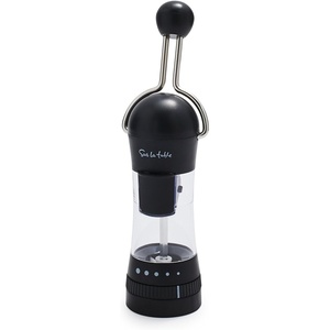 Sur La Table Ratchet Mill, Dark Red, Ceramic Stone Grinder for Pepper, Salt and Spices with Adjustable Coarseness(Black)