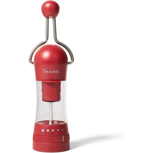 Sur La Table Ratchet Mill, Dark Red, Ceramic Stone Grinder for Pepper, Salt and Spices with Adjustable Coarseness(Dark Red)